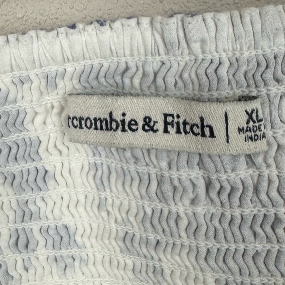 Abercrombie & Fitch Emerson Poplin Puff Sleeve Dress blue white floral XL Linen - Picture 5 of 6